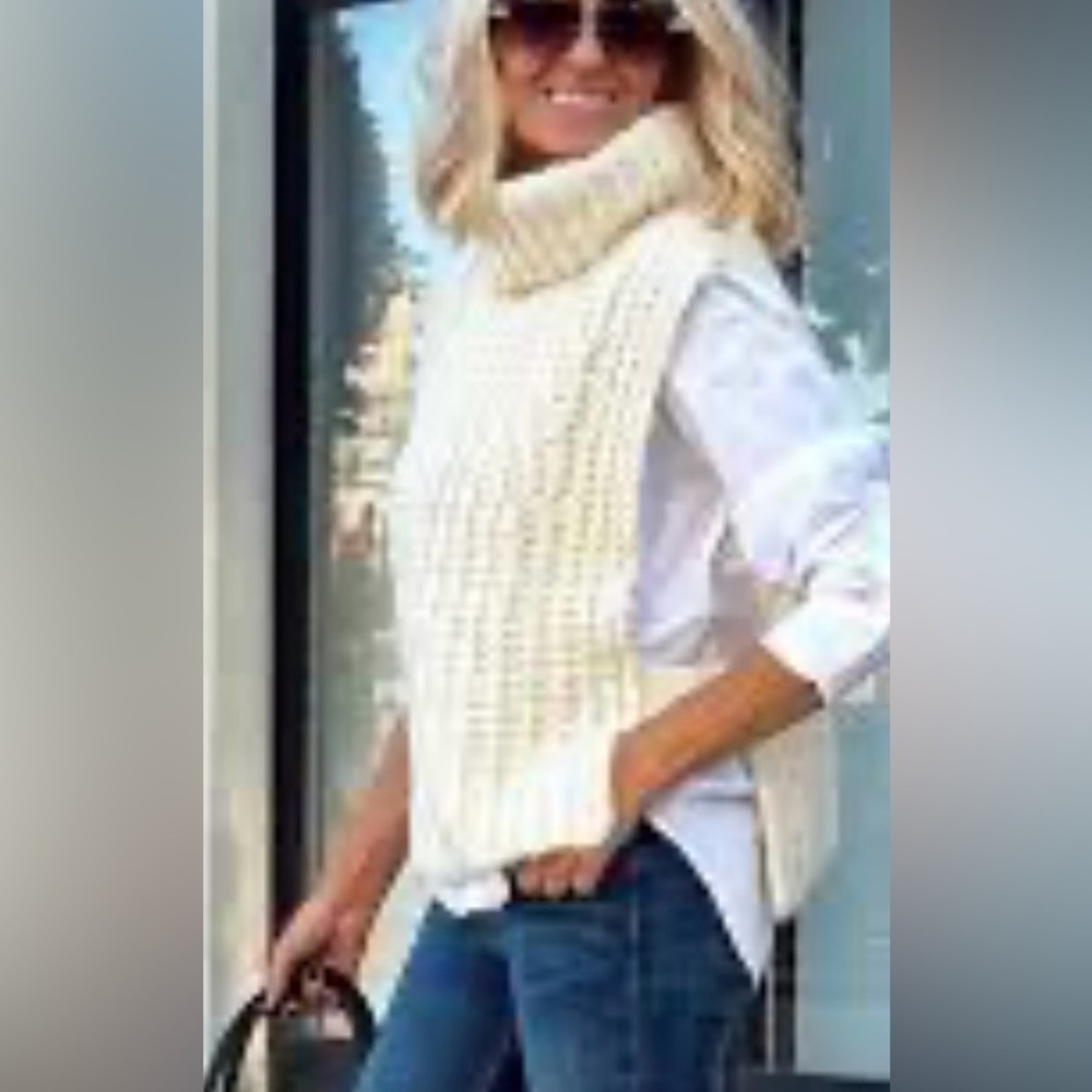 ❤️(BNWOT) Zara cowel neck blended alpaca sleeveless. sweater vest size M p2p 17”